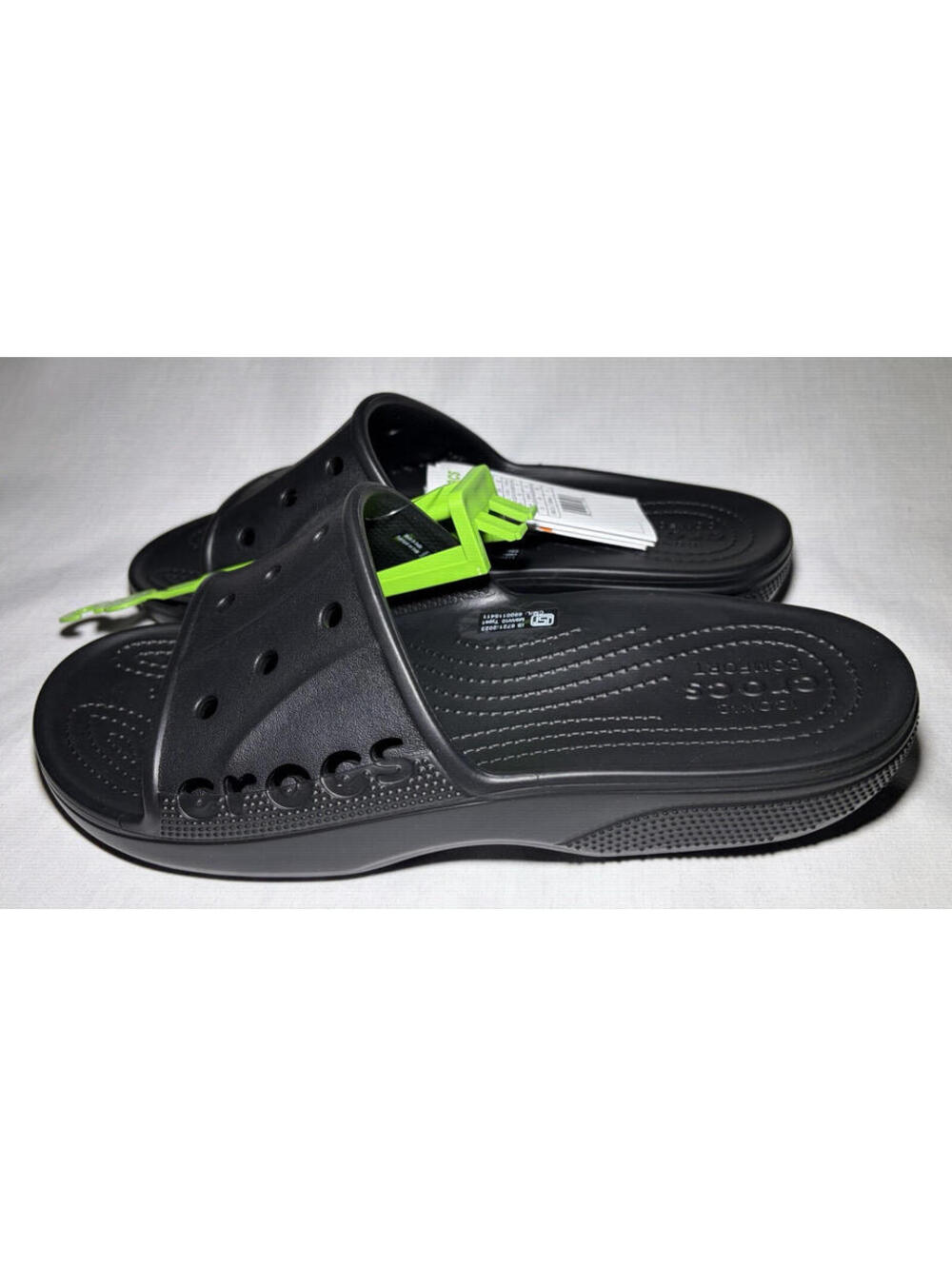 Crocs Iconic Comfort Black Slide Sandals Unisex Croslite Foam Logo 10M 12W